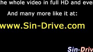 Clothed dominas get cumshot