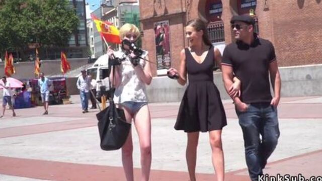 Blonde on leash fucked in public (Molly Saint Rose)