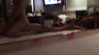 Baby sitter moaning and cumming on daddies dick