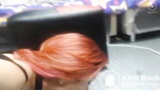 desperate redhead licks her puke for a dollar