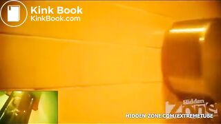 Drunk girl pee poop  and puke in public toilet