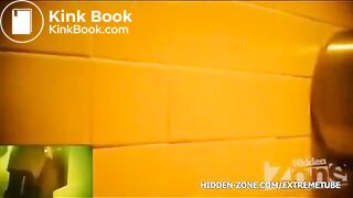 Drunk girl pee poop  and puke in public toilet