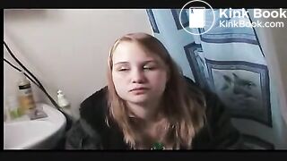 Bulimia Vomit and Food Poisoning - puking into a barrel in the bathroom mp4