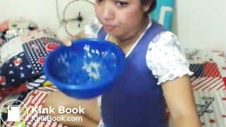 cute skype whore drinks puke and blows bubbles 1
