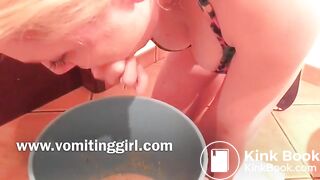 Hot & sexy puking video of bikini girl & bucket