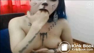 tattooed retard pukes on her tits