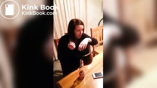 Drunken girl spews
