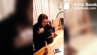 Drunken girl spews