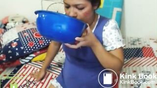 cute skype whore drinks puke and blows bubbles 3