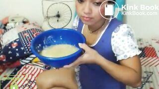 cute skype whore drinks puke and blows bubbles 3