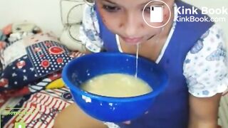 cute skype whore drinks puke and blows bubbles 2