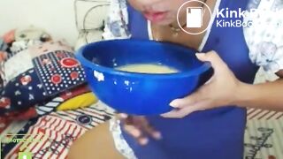 cute skype whore drinks puke and blows bubbles 2