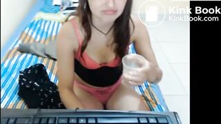 making latina teen drink puke for money pt 1