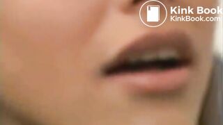 Close up of mouth and gagging