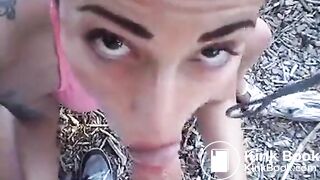slut gags on cock