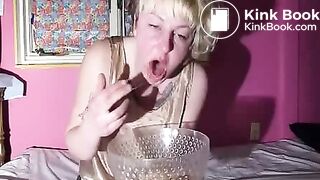 Bulimia Vomit and Food Poisoning - blonde girl puking pasta mp4