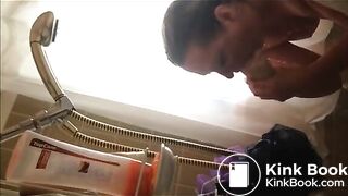 Girl puking in the shower