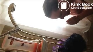 Girl puking in the shower