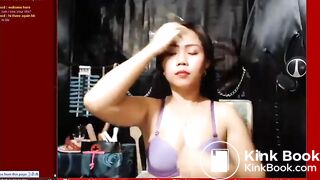 Cute asian slut eats shit vomit and pee on webcam