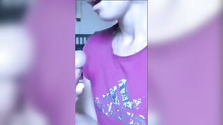 All over her face and shirt