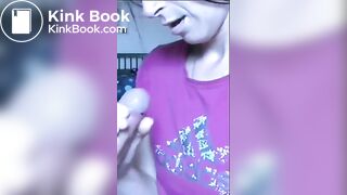 All over her face and shirt