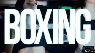Boxing teen hottie works the heavy bag and strips naked (Avi Love)
