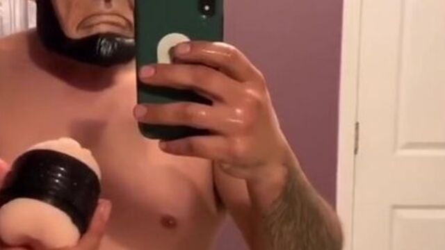 Playing with my self, fucking a Fleshlight , Jack off big cock