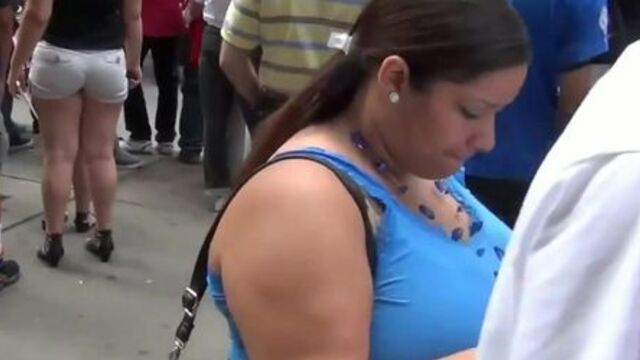 Latina Milf In Blue Shirts With Huge Boobs