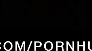 Sexy big-tit lingerie clad brunette is striped & fucked to orgasm