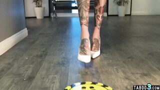 Big boobed skinny flight attendant Rocky Emerson fucked by a security guard