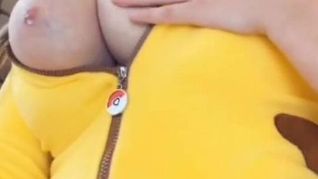 Lactating Blonde Braids Pigtails Pikachu Sucks & Spits Milk On Huge Tits Bouncing On Dildo Snapchat