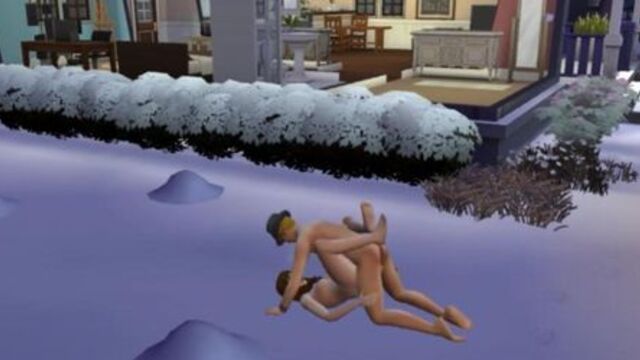 Sex in the snow of a young couple without hesitation  sims 4