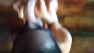 Masked MILF sucking dick