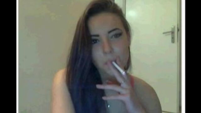 Amazing young brunette girl smoking sexy