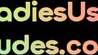 LADIES USE DUDES - Blonde domina disciplines bf with dildo before handjob