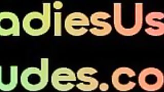 LADIES USE DUDES - Femdom 3some strapon pegging for guy by spanking babes