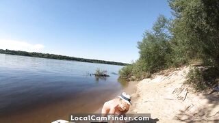 Blonde MILF Plays with Dildo and Gives Blowjob on a SUP Board