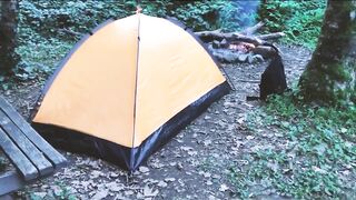 Blonde Russian Babe Tied Up and Fucked in a Forest Tent