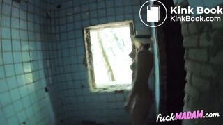 Blonde MILF's Public BDSM Solo in Abandoned Building