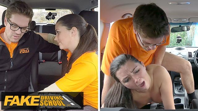 Fake Driving School - Cute TEEN and her driving instructor in REAL CHEATING sex romp