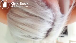 Blonde in Red Lips Sucks and Cleans a Filthy Veined Cock