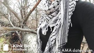 Solo female masturbates outdoors near the road