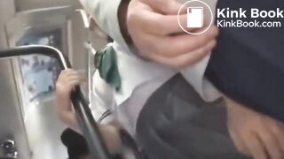 Naughty Japan Schoolgirls - Groped & wet in bus