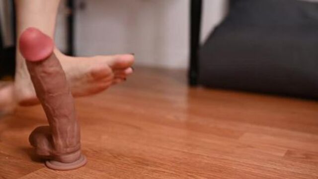 Kicking A Big Dildo Around (SLOWMO) (pretty_feet )