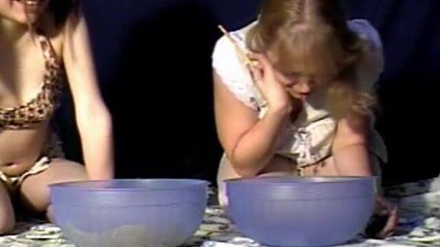 Two Girls Gagging Vomit Puke Puking Vomiting Food