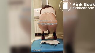 Girl pooping in toilet 013