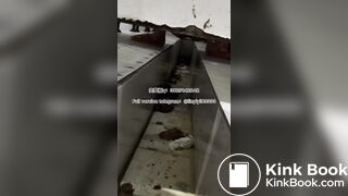 Beautiful girl poops in the toilet 10