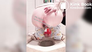 Beautiful girl poops in the toilet 14