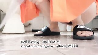 Beautiful girl poops in the toilet 24