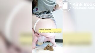 Beautiful girl poops in the toilet 37